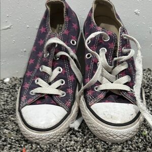 Converse Kids Sneakers - Black and Pink Stars